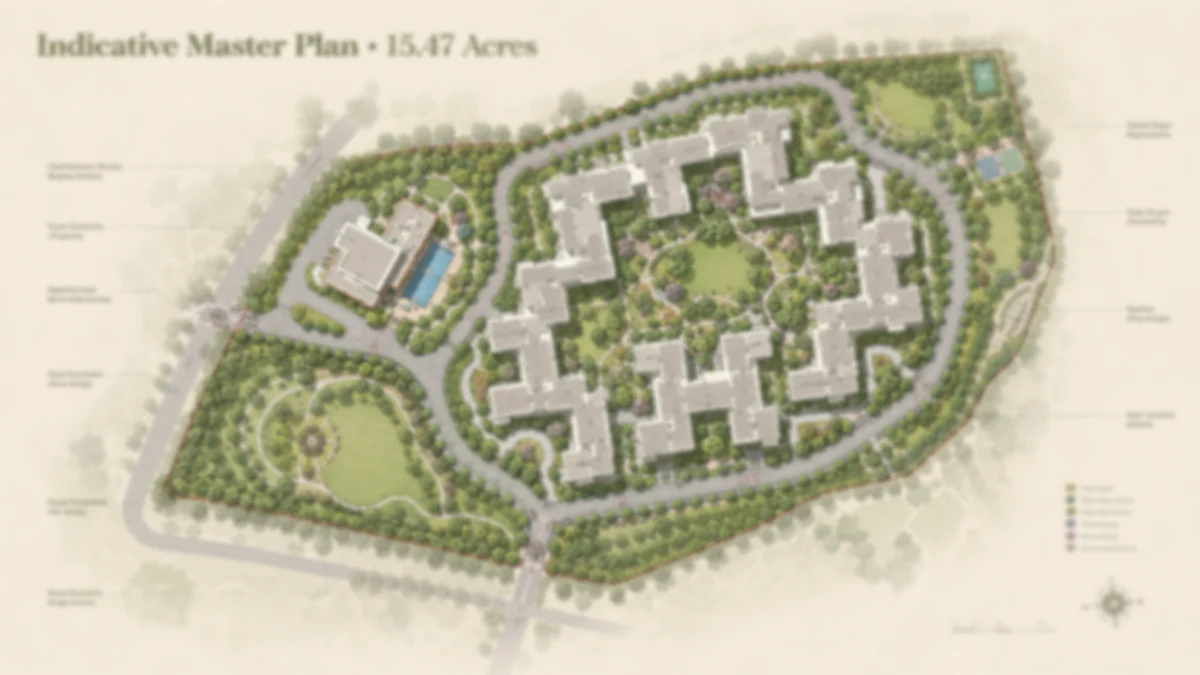 Asian Fab Kengeri indicative master plan across the filed 15.47 acres at Doddabele, showing the perimeter loop road, clubhouse and central green Asian Fab Kengeri indicative master plan across the filed 15.47 acres at Doddabele, showing the perimeter loop road, clubhouse and central green